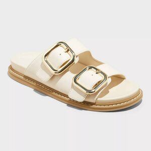 Collin Bone Double Buckle Footbed Sandals - Universal Thread Off-White 7.5